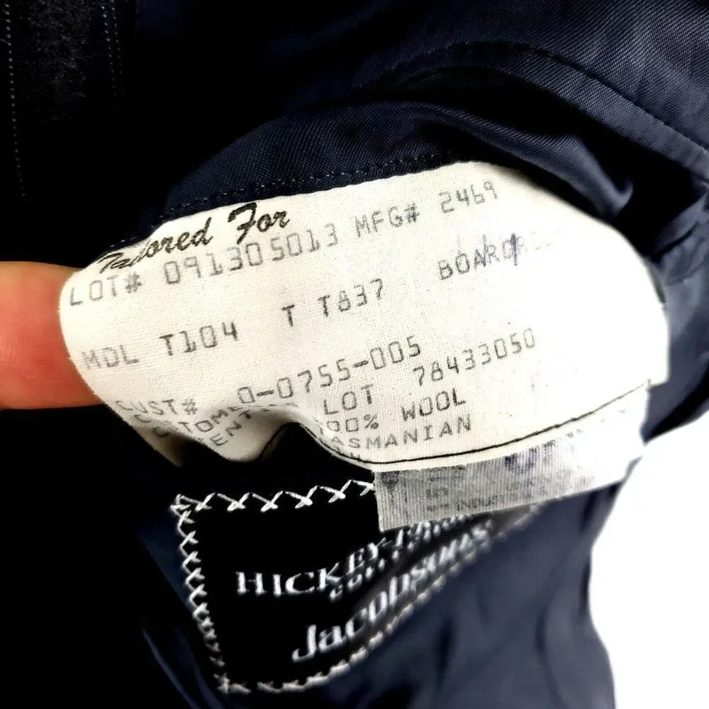 Hickey Freeman Loro Piana Super 120s Wool 2 Button Suit Jacket 40R‎ Gray Striped